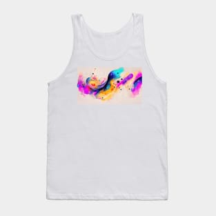 Modern Contemporary Abstract Watercolor Colorful Multicolored Cosmic Splash Galaxy Tank Top